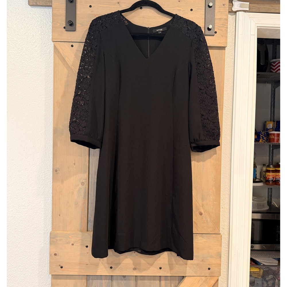 Burton Of London Dress Womens EU 40 Black Lace Sleeve A-Line Shift Dark Academia